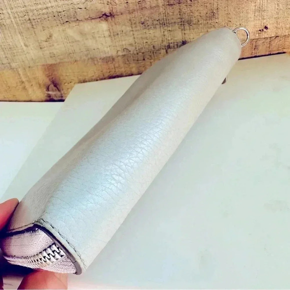 Michael Kors Cement Jet Set Pebble Leather Za Continental Wallet - Picture 4 of 11